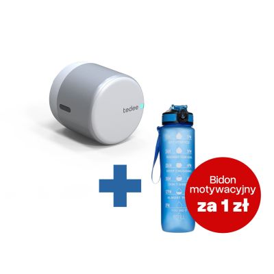 Inteligentny zamek Tedee GO &ndash; srebrny + butelka motywacyjna z tritanu