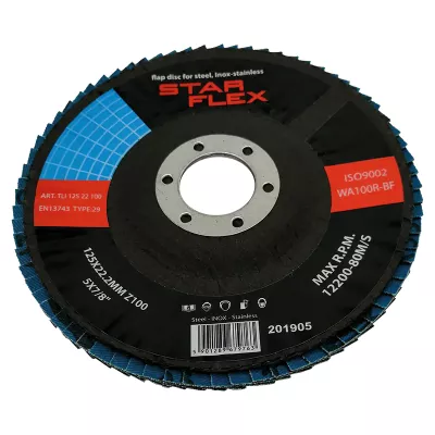 Ceramic flap disc T29 SG INOX 125-22 gran 80