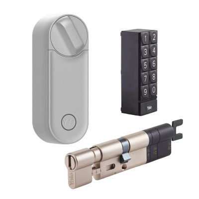 Inteligentny zamek Yale Linus Smart Lock L2 srebrny - zestaw z klawiaturą numeryczną Yale - Smart Keypad oraz regulowaną wkładką Linus&reg; Smart Lock