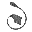 Spirala kuta typu P fakturowana z liściem 12x6 mm H150 x L100 mm prawa Spirala kuta typu P fakturowana z liściem 12x6 mm H150 x L100 mm prawa