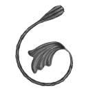 Spirala kuta typu P fakturowana z liściem 12x6 mm H150 x L100 mm lewa Spirala kuta typu P fakturowana z liściem 12x6 mm H150 x L100 mm lewa