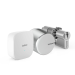 Zdjęcie Zestaw inteligentny zamek Tedee Lock GO2 (aluminium) srebrny z białym przyciskiem + Tedee Bridge Wi-Fi + wkładka modułowa SLR 30-61/30 mm z zębatką (typ B)