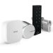 Zdjęcie Zestaw inteligentny zamek Tedee Lock GO2 (aluminium) srebrny z białym przyciskiem + Tedee Bridge Wi-Fi + wkładka Gerda SLR 30-61/37-68 mm z zębatką (typ D) + czarna klawiatura Tedee 2.0 TKV2.0B PRO
