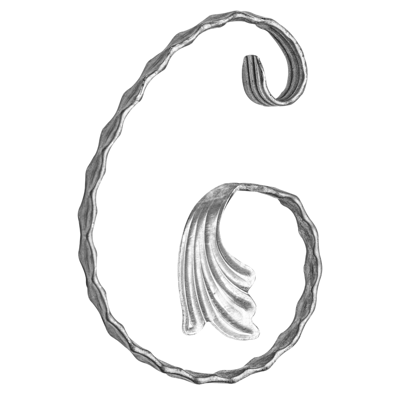 Spirala kuta typu C fakturowana z liściem 12x6 mm H190 x L140 mm prawa