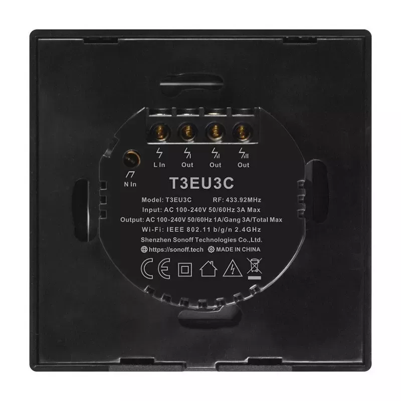 Dotykowy włącznik światła WiFi + RF 433 Sonoff T3 EU TX (3-kanałowy)