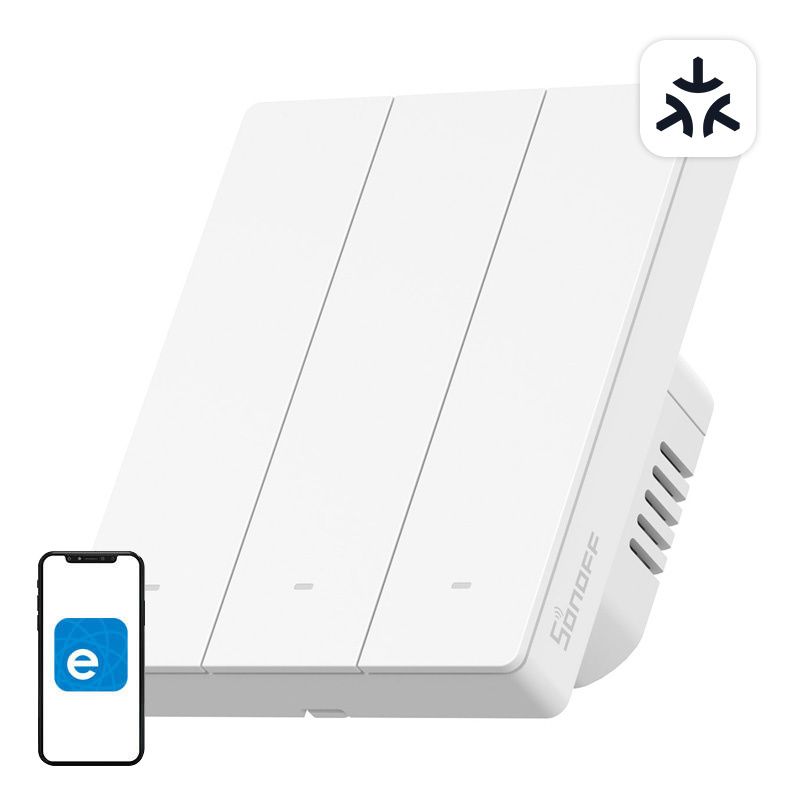 Inteligentny przełącznik ścienny WiFi SONOFF M5-3C-80W Matter (3-kanałowy, do ramki)