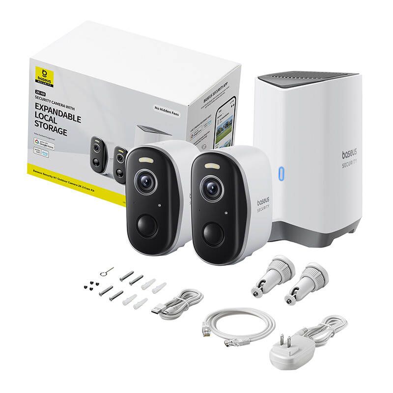 Zestaw 2 kamer zewnętrznych Baseus N1 2K (Białe) Zestaw 2 kamer zewnętrznych Baseus N1 2K (Białe)