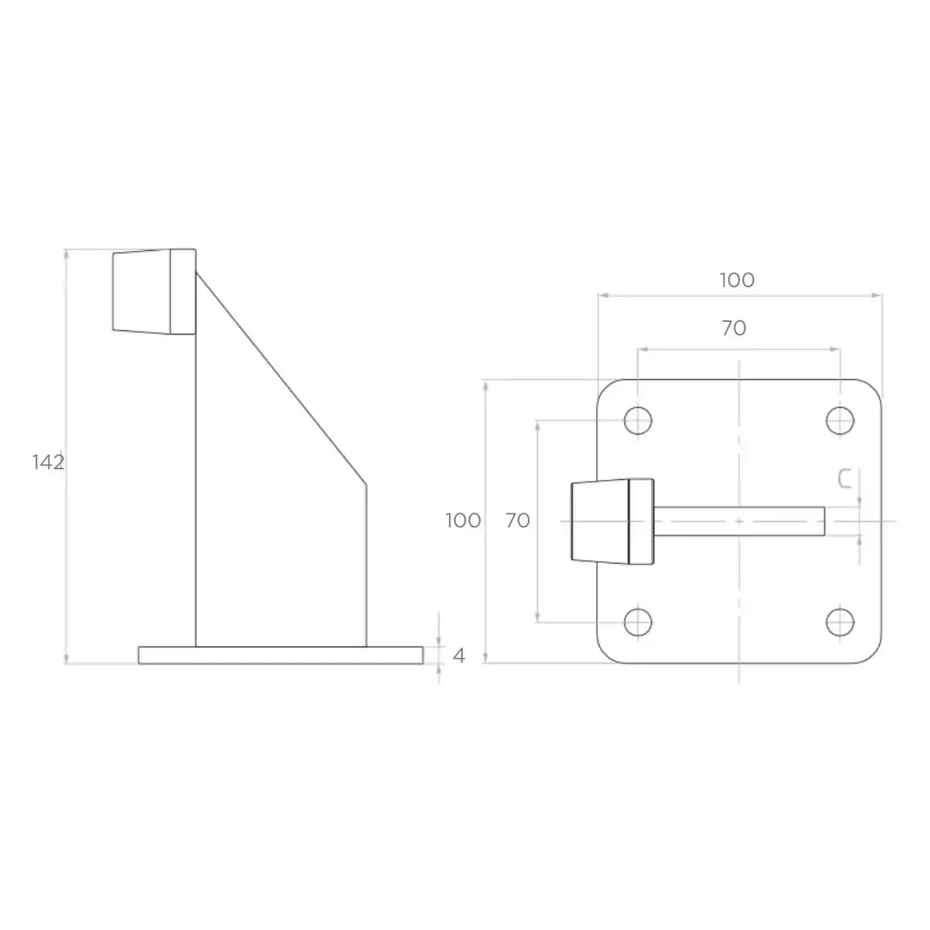 GATE STOPPER WITH PLATE 100x80 