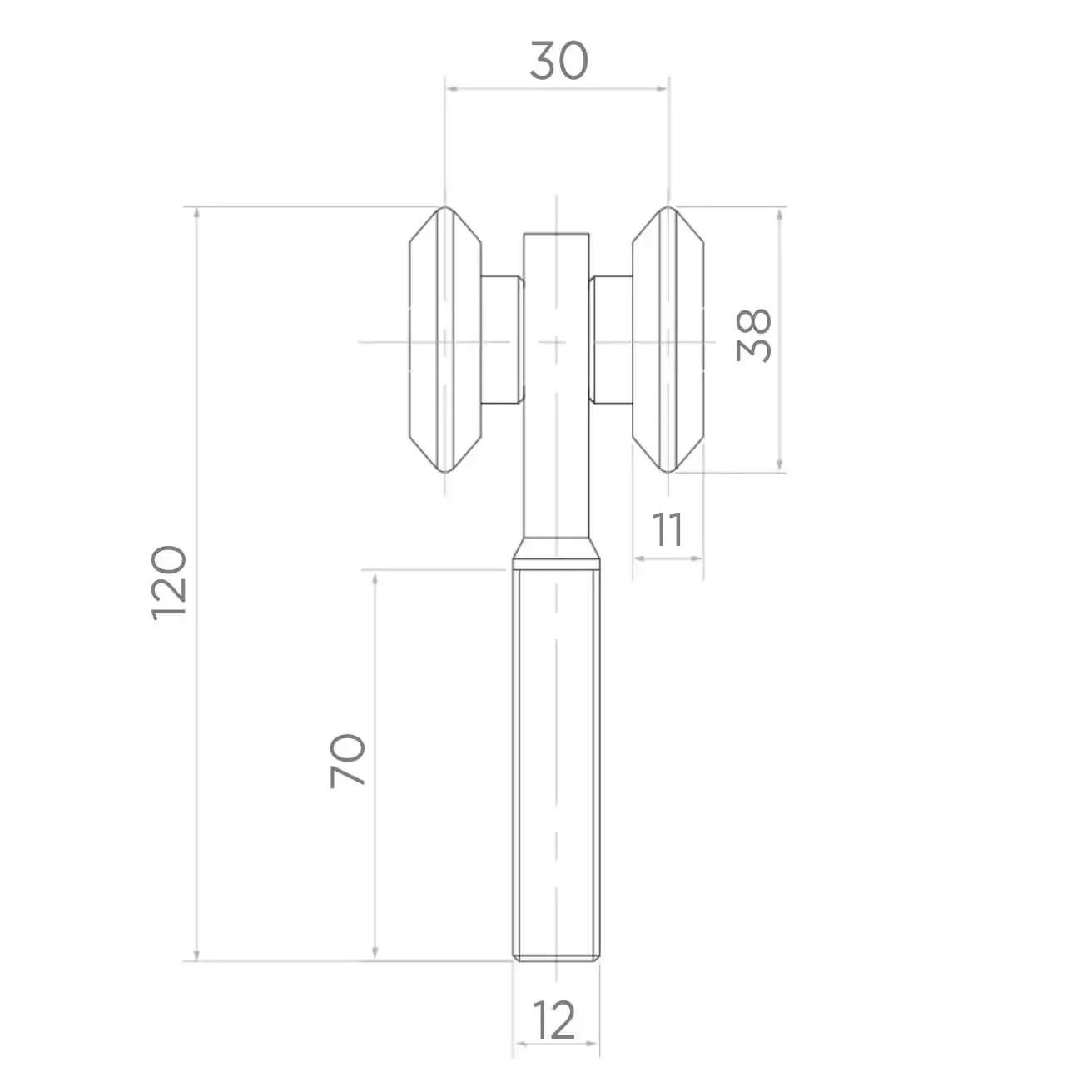 TOP ROLLER WITH TWO 25 mm WHEELS (150)