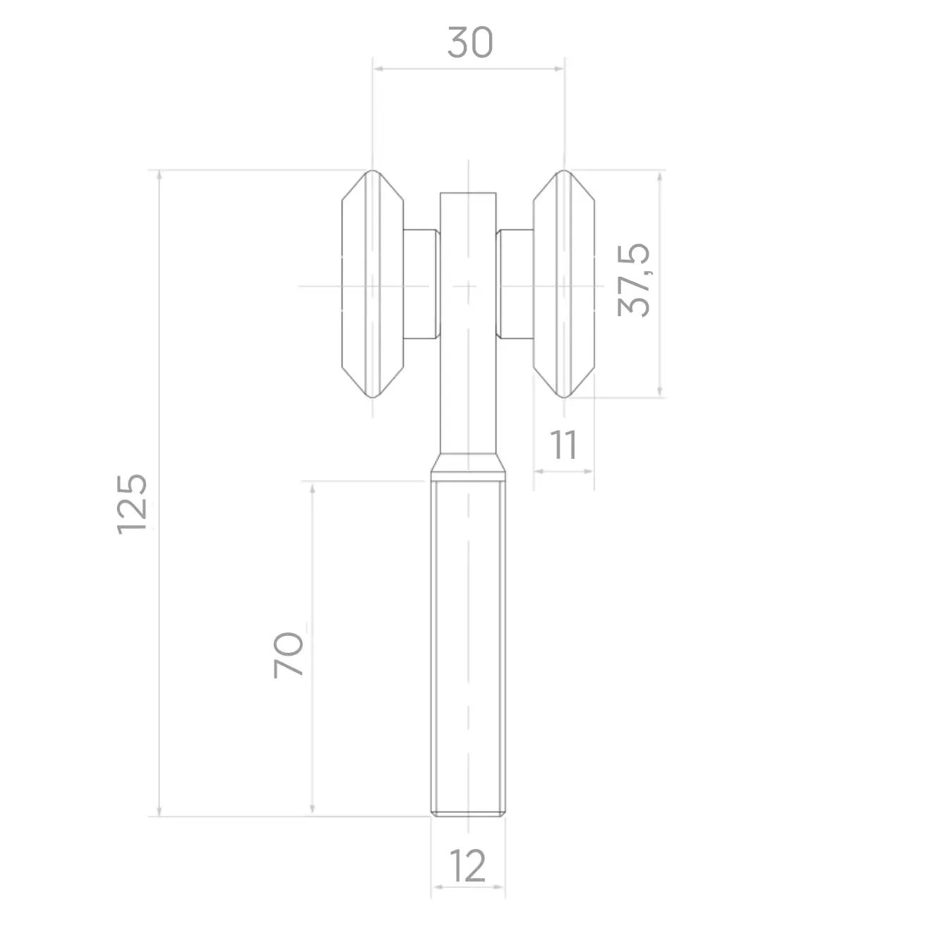 TOP ROLLER WITH FOUR 25 mm WHEELS (100)