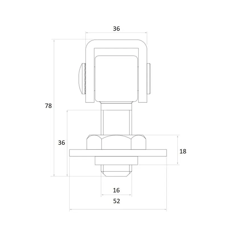 ADJUSTABLE WELDING HINGE  M12, GALVANIZED EYE (200)