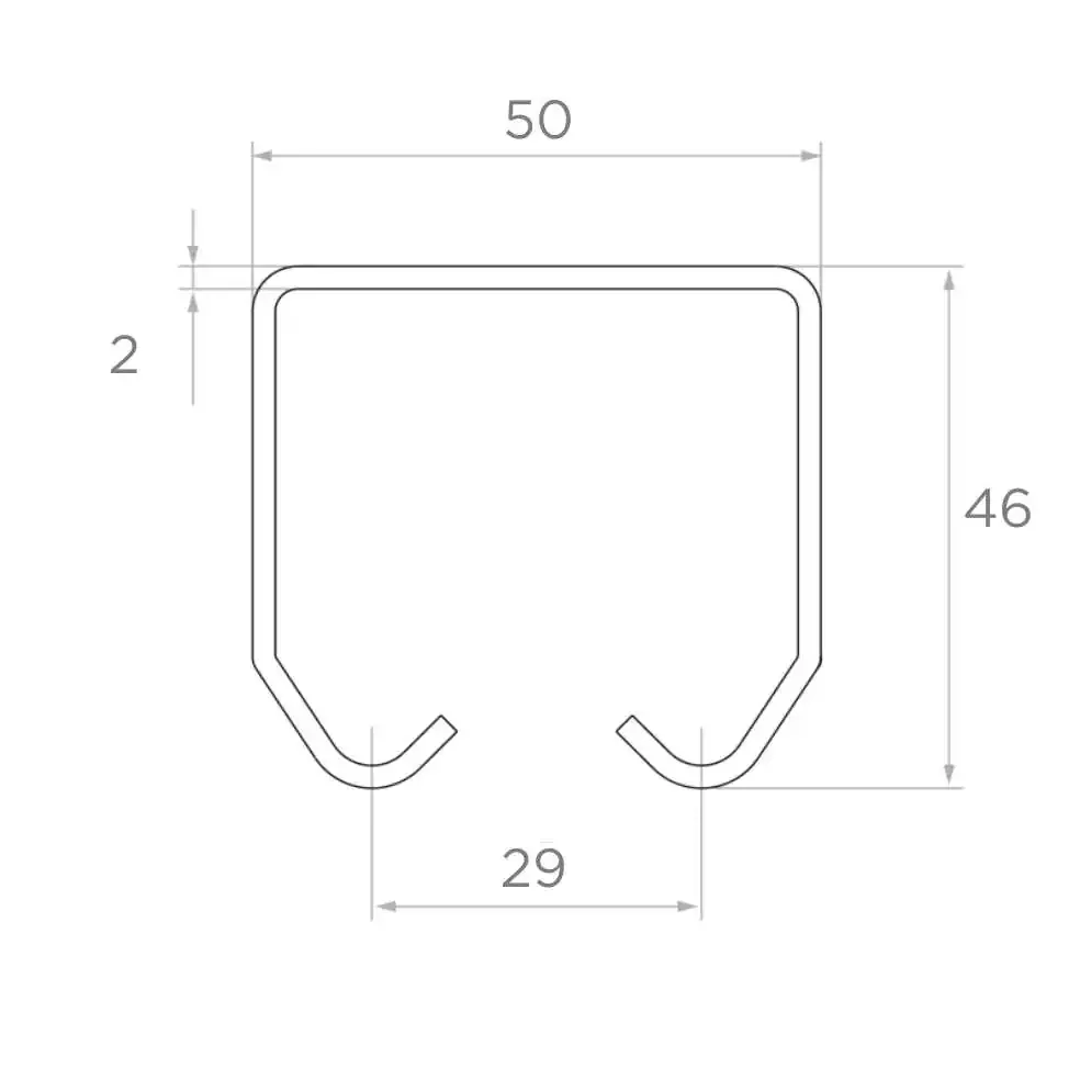RAIL FOR HANGING GATES 35X32X1.5 2.9M, GALVANIZED