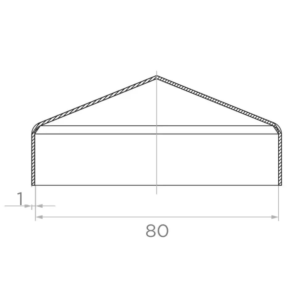 Stalowy daszek kopertowy na słupek 80x80/1 mm, wysoki rant, ocynkowany