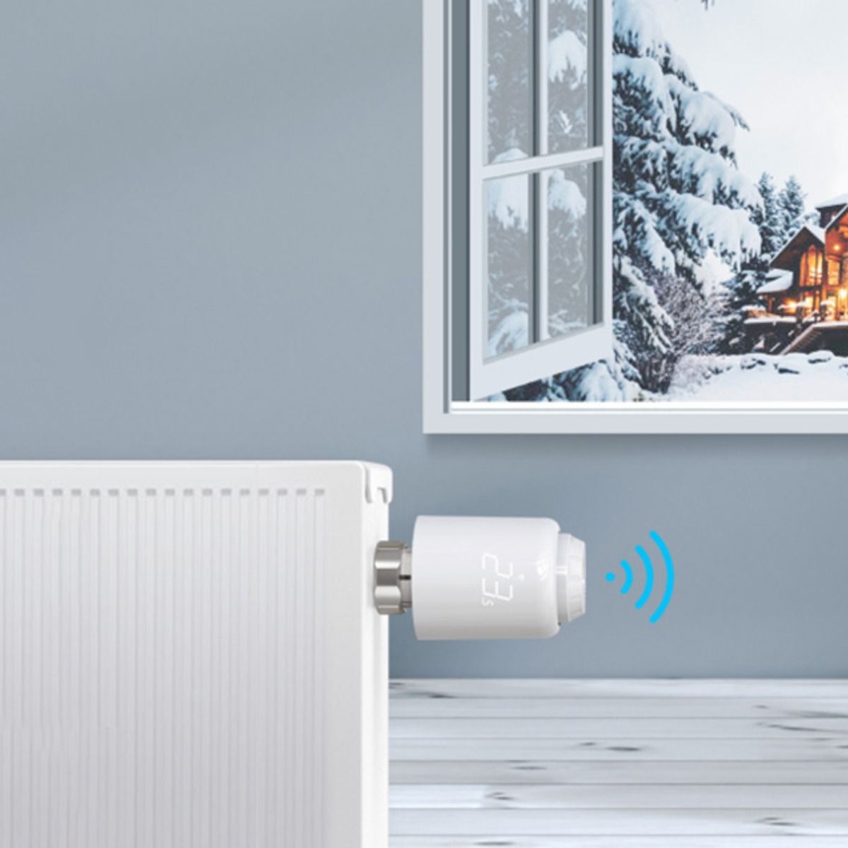 Zestaw 4 głowic termostatycznych Avatto TRV07 Zigbee 3.0 TUYA z bramką Avatto GW16-W ZigBee/Bluetooth Mesh (biała)