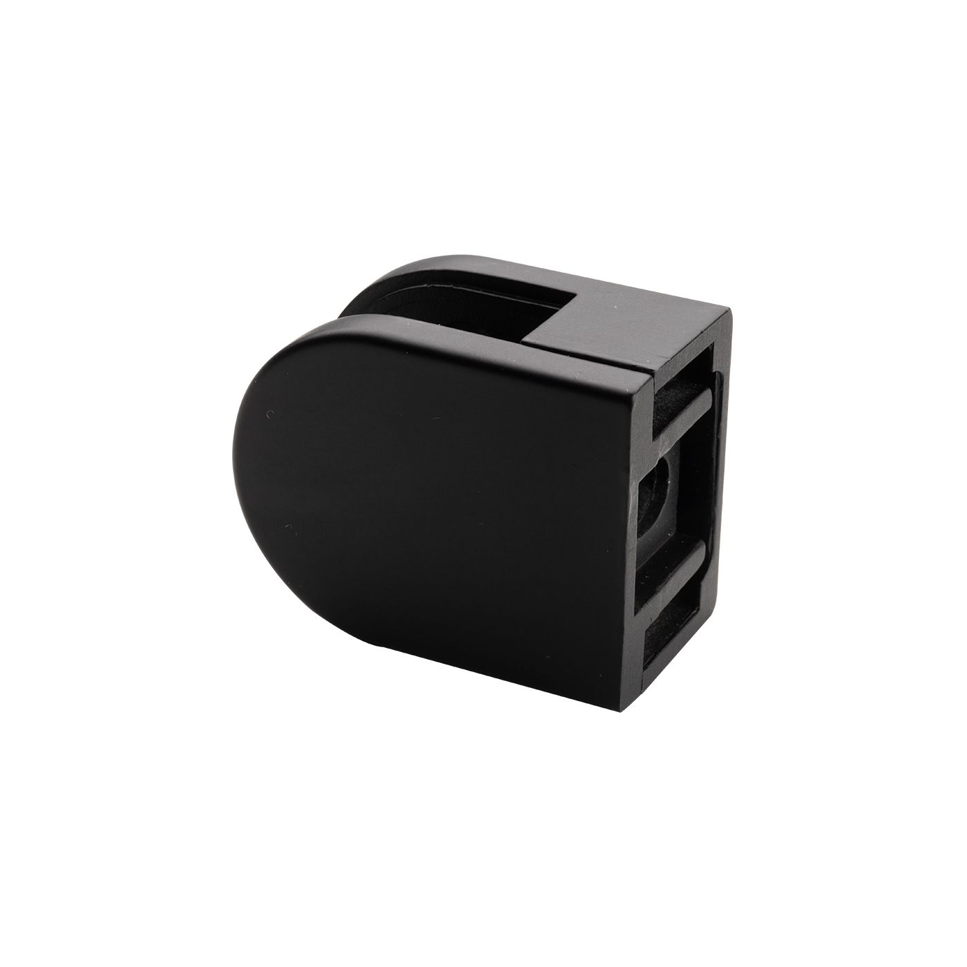 Uchwyt do szkła zaokrąglony &ndash; 50x40x26 mm, do płaskiej powierzchni, zamak, czarny