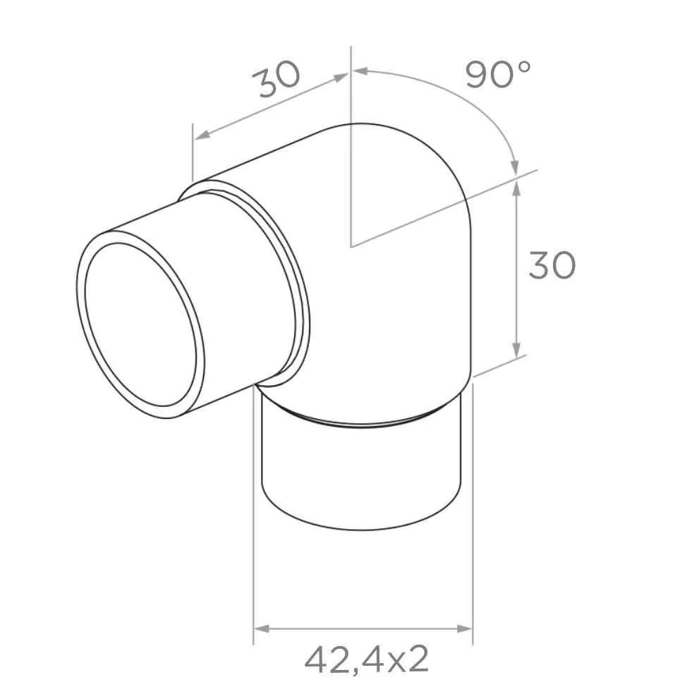 Łącznik balustrady fi42,4 mm 90°, do wklejenia, stal nierdzewna, satyna