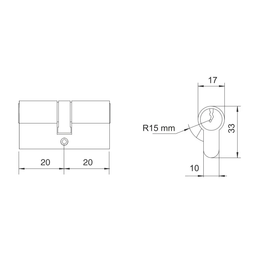 Cylinder lock WY300-20/20 YETI nickel-satin insert