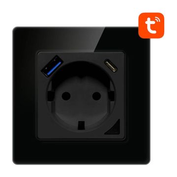 Inteligentne gniazdo ścienne WiFi Avatto N-WOT10-USB-B USB i USB-C TUYA – czarne