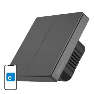 Inteligentny przełącznik ścienny WiFi Sonoff M5 2C - 2-kanałowy, szary 