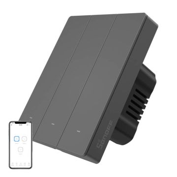 Inteligentny przełącznik ścienny WiFi SONOFF M5-3C-80 (3-kanałowy, do ramki, grafitowy)