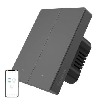 Inteligentny przełącznik ścienny WiFi SONOFF M5-2C-80 (2-kanałowy, do ramki, grafitowy)