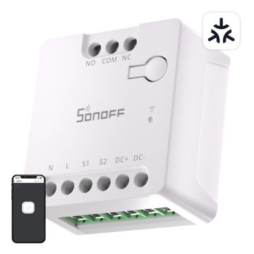 Przełącznik WiFi SONOFF MINI-D Matter do sterowania bramami (AC/DC 12-48V, styk bezpotencjałowy) 