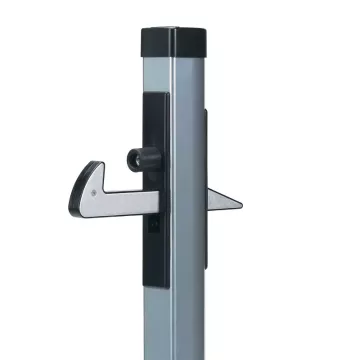 Zaczep dolny skrzydła bramy z odbojnikiem, regulowany pod profil 40mm do 60mm