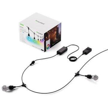 Nanoleaf Essentials Smart Multicolour Outdoor String Light Starter Kit - wielokolorowe lampki zewnętrzne 15 m, 55 Lm/żarówka, 27 W 2700 K-6500 K, kontroler w zestawie (technologia Matter)